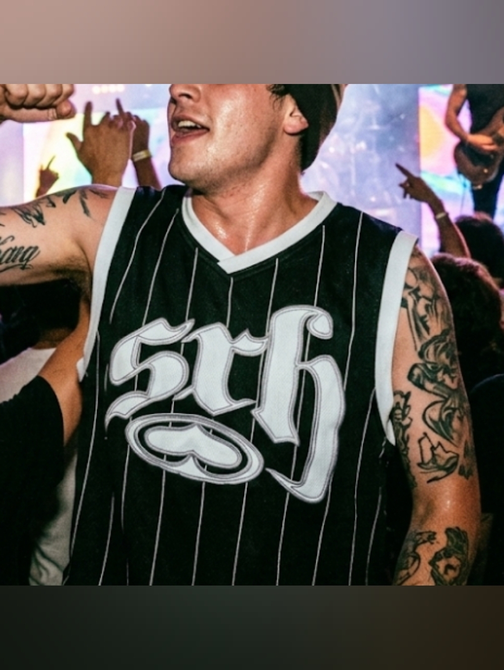 Vintage SRH Pinstripe Jersey XL - Supporting Radical Habits Y2K Streetwear VGC